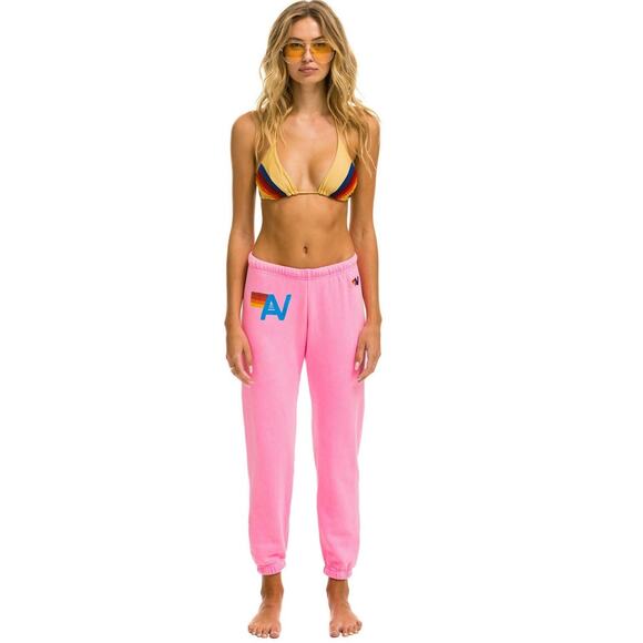 AVIATOR NATION Logo Sweatpants Women's Neon Pink Size Medium - Picture 1 of 14
